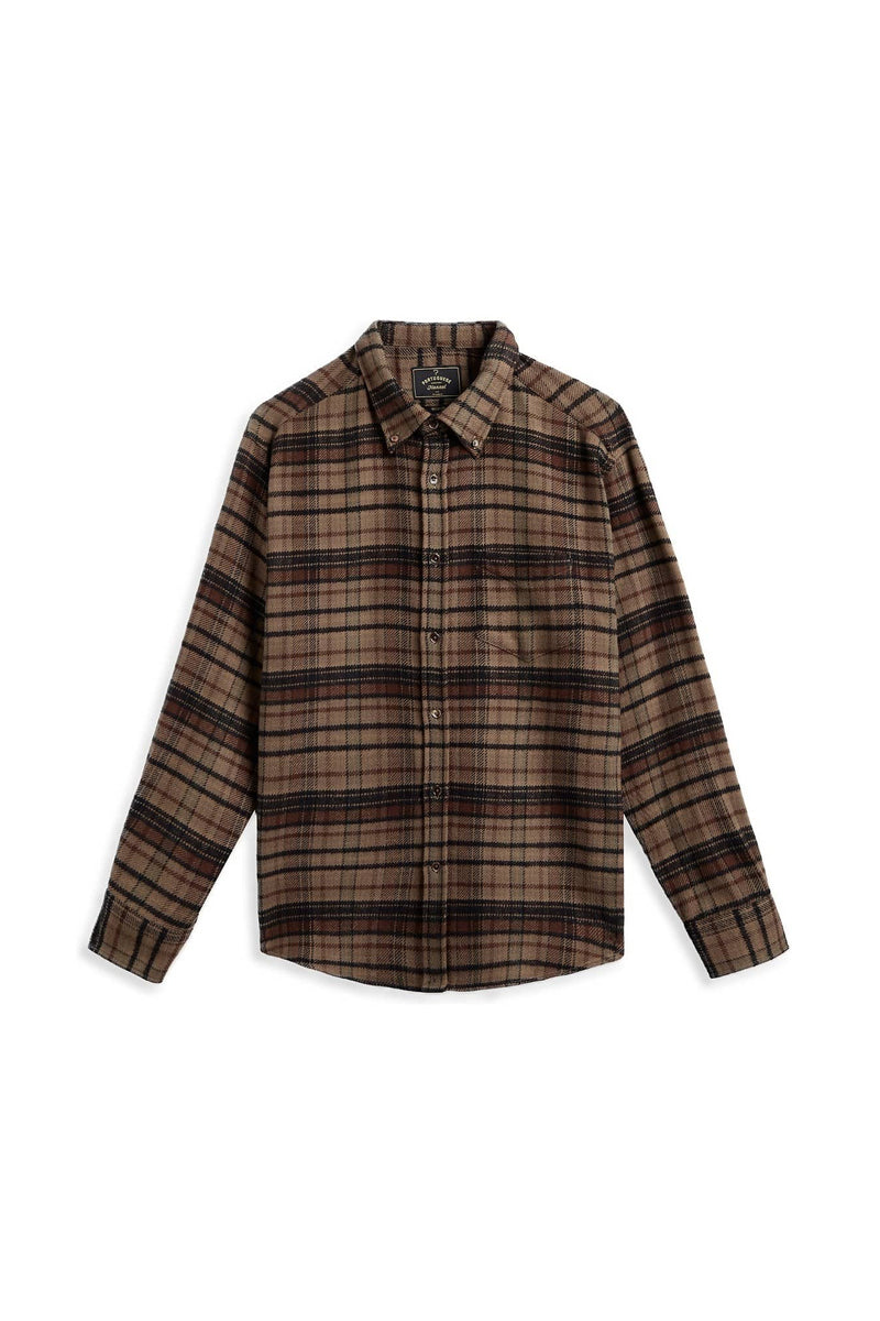 Stalia Oversized Button Down Flannel - Brown Check