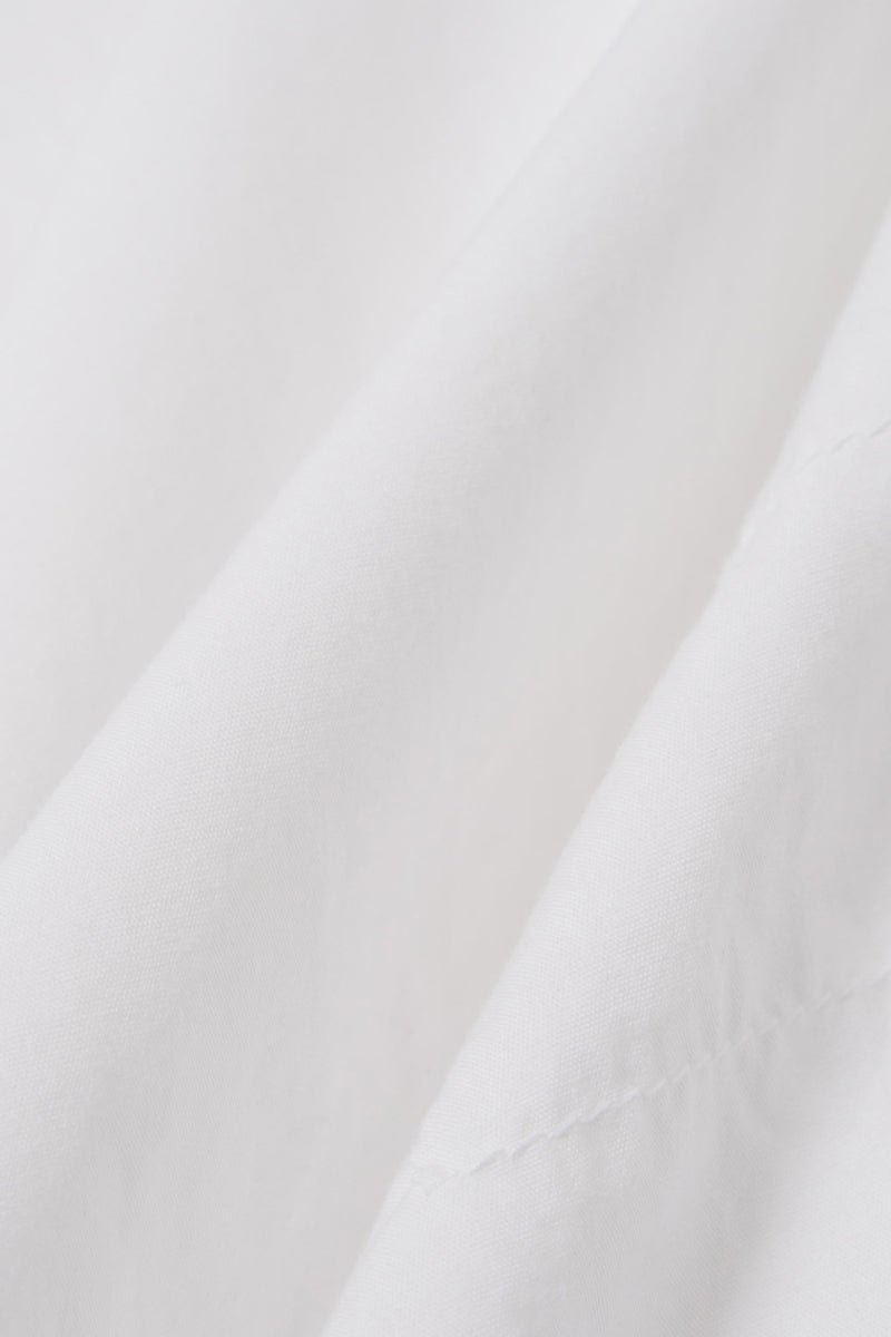 Patched Lazy Day Poplin Cotton Button Down Shirt - White