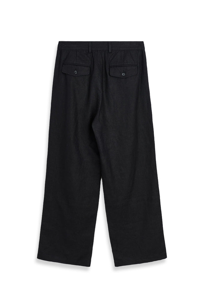 Pleated Linen Pant - Black