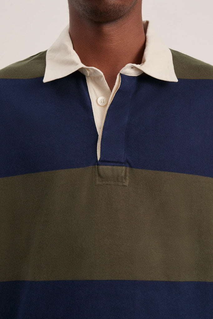 Another Rugby Polo 1.0 - Navy Brown Stripe