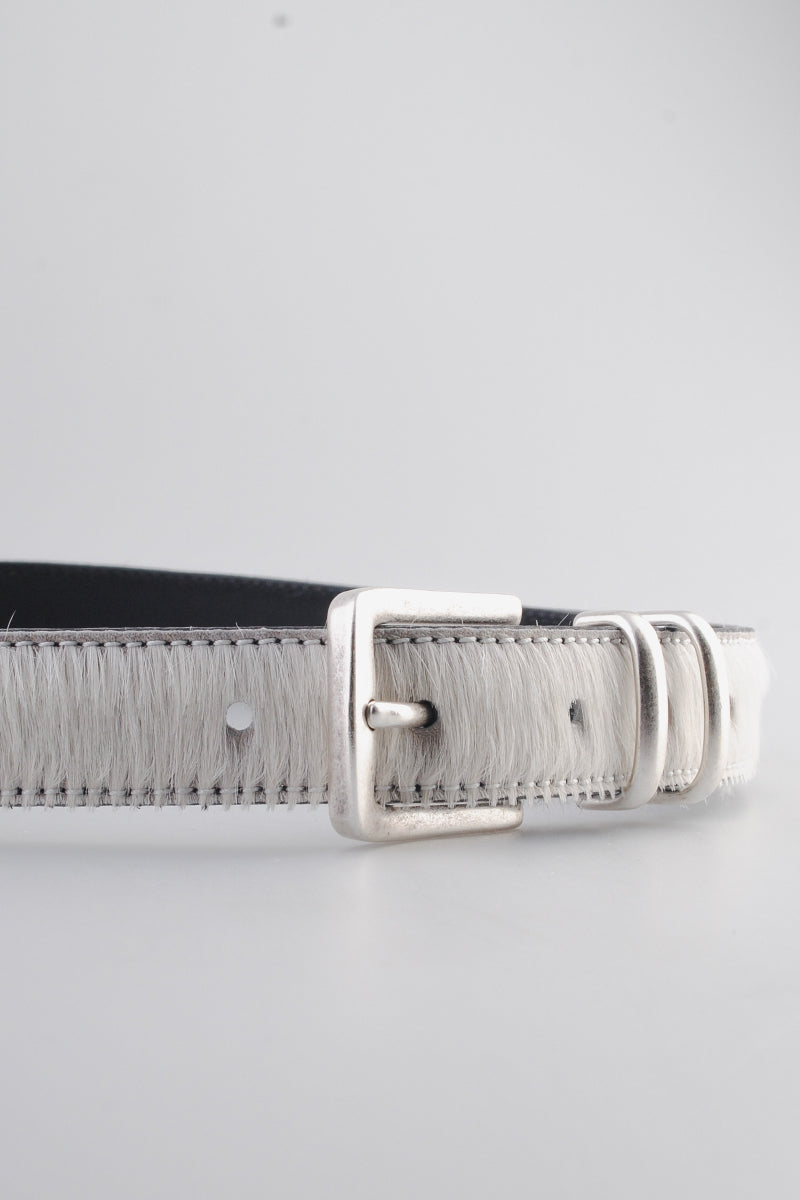 Molebo M2433 Belt - White Pony Hair & Steel