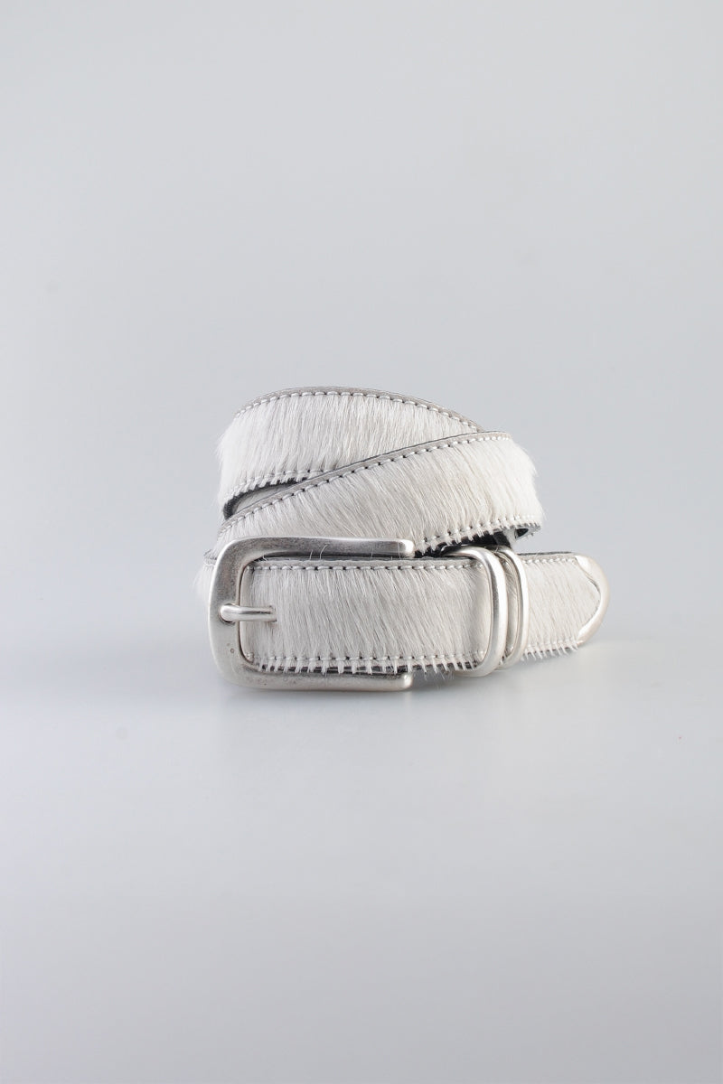 Molebo M2433 Belt - White Pony Hair & Steel