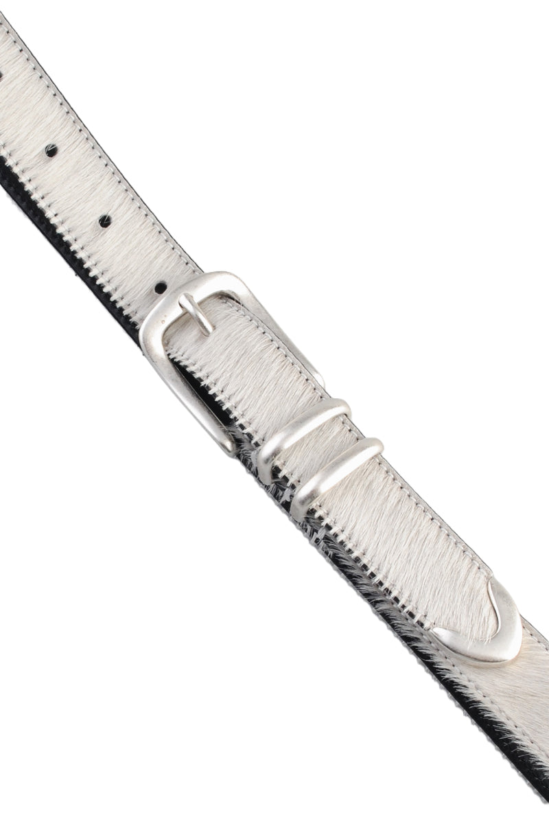 Molebo M2433 Belt - White Pony Hair & Steel