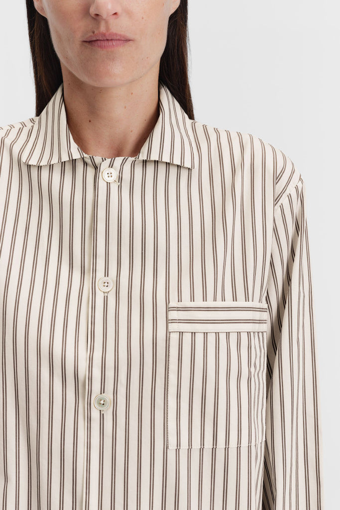 Tekla Poplin Long Sleeve Shirt - Hopper Stripes