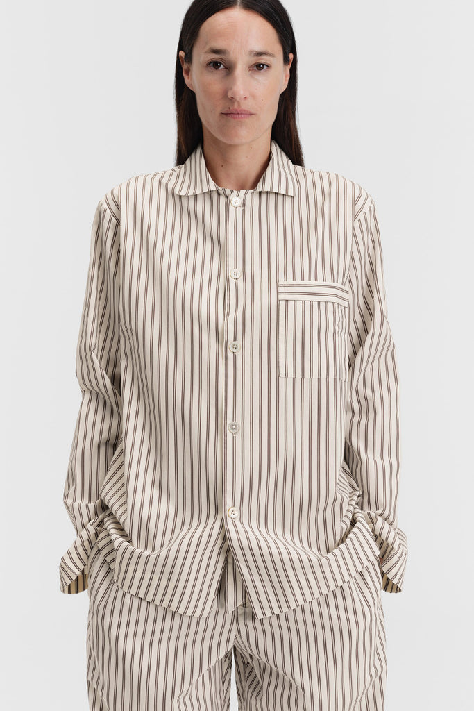 Tekla Poplin Long Sleeve Shirt - Hopper Stripes
