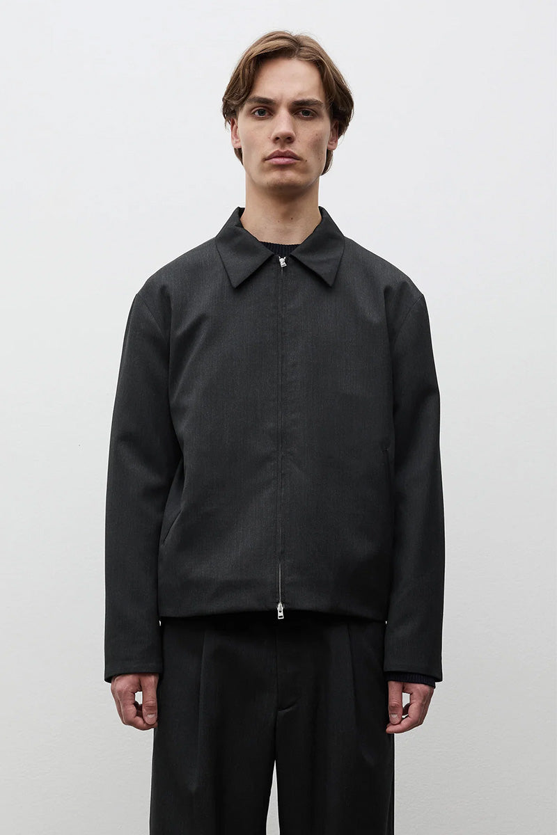 Raabjerg Easy Worsted Wool Jacket - Charcoal Grey