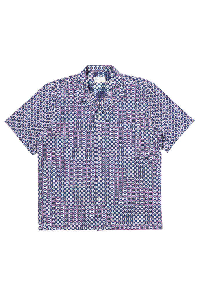 Road Short Sleeve Shirt - Navy Tile Cotton
