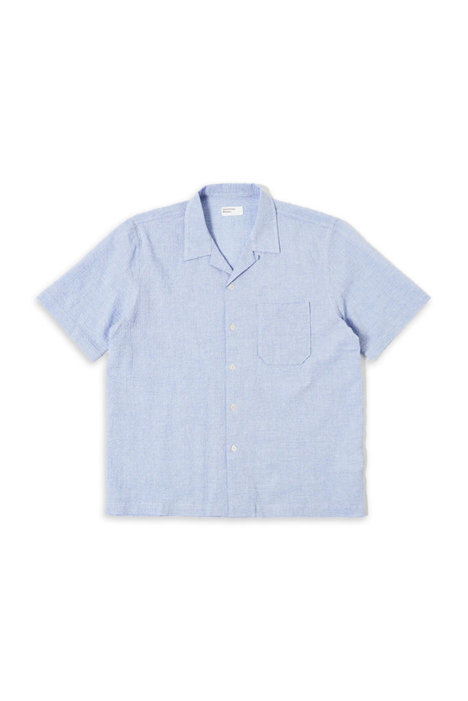 Road Short Sleeve Shirt - Pale Blue Seersucker