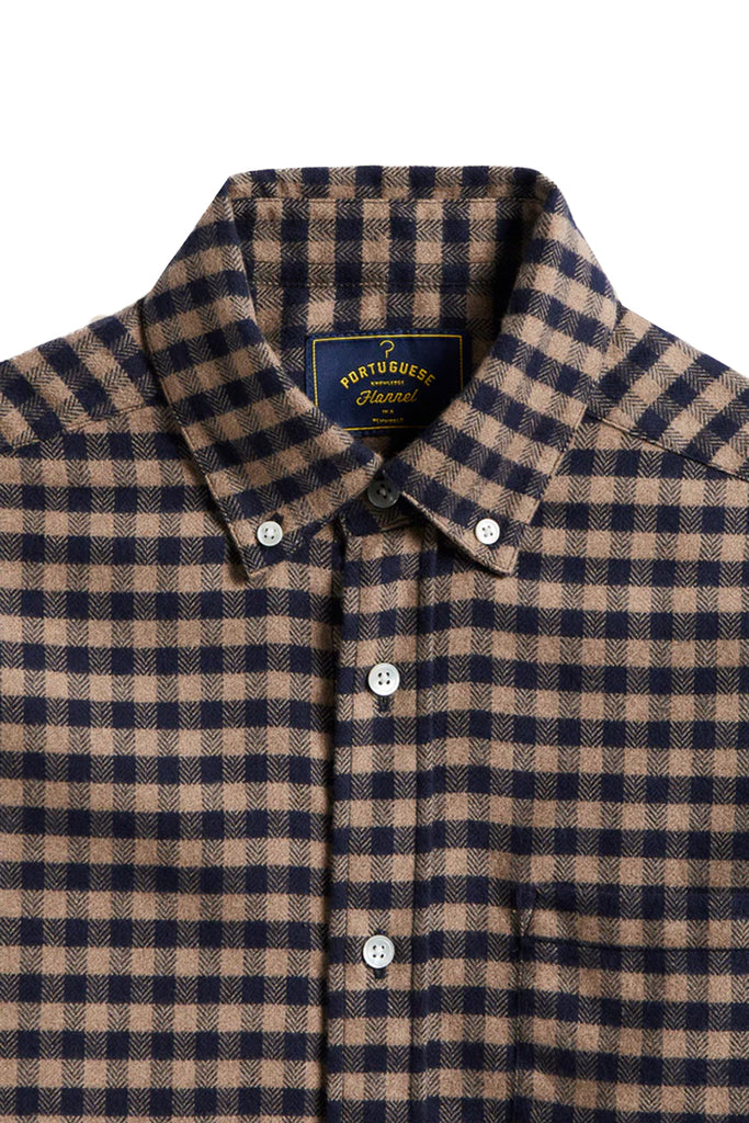 Roca Button-Down Check Shirt - Navy/Cream