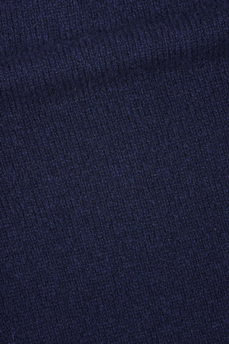 MHL. Rolled Edge Shetland Wool Jumper - Navy