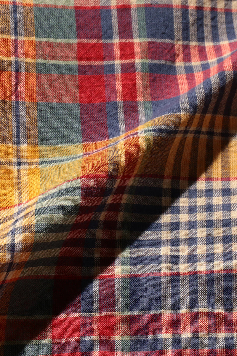 Madras Button Down Short Sleeve Shirt - Mustard