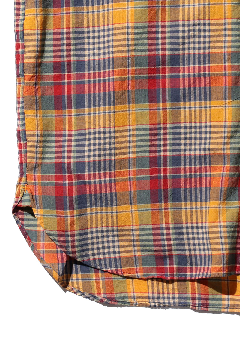 Madras Button Down Short Sleeve Shirt - Mustard