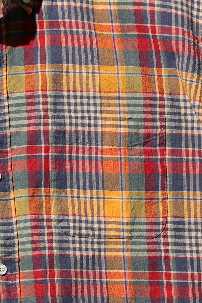 Madras Button Down Short Sleeve Shirt - Mustard