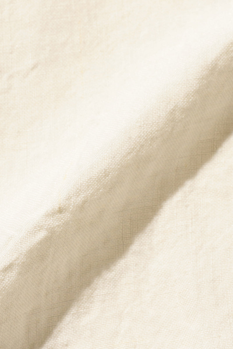 Open Collar 1/40 Linen Short Sleeve Shirt - Off White