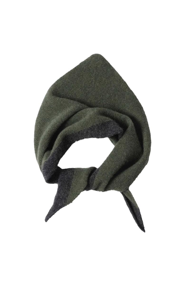 MHL Tipped Scout Scarf Lambswool - Green/Charcoal