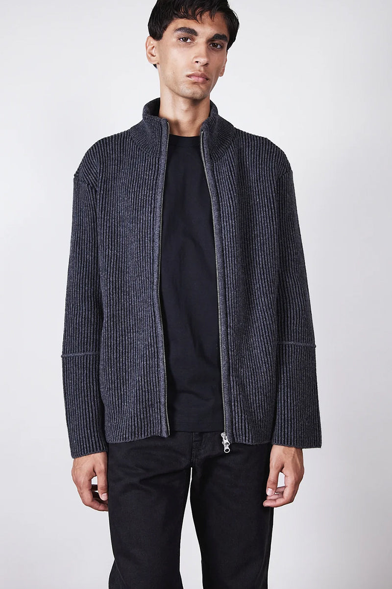 Seven Wool Knitted Cardigan - Black Melange