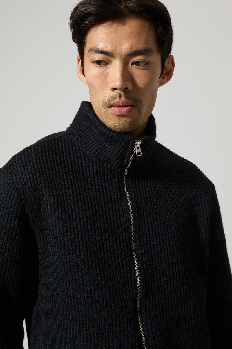 Seven Wool Knitted Zip Jacket - Midnight Blue