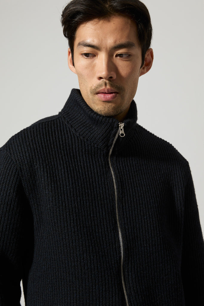 Seven Wool Knitted Zip Jacket - Midnight Blue