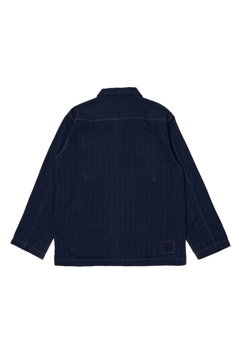 Herringbone Smock Overshirt - Indigo