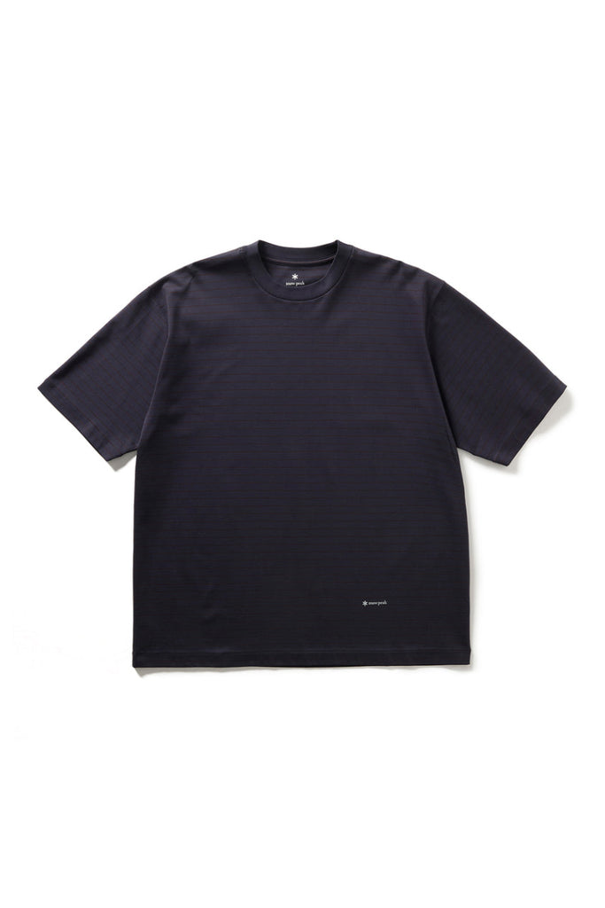 Organic Cotton Mercerised Border Tee Shirt - Navy Stripe