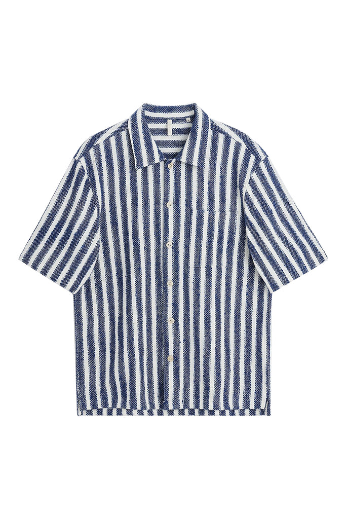 Spacey Short Sleeve Shirt - Navy Stripe
