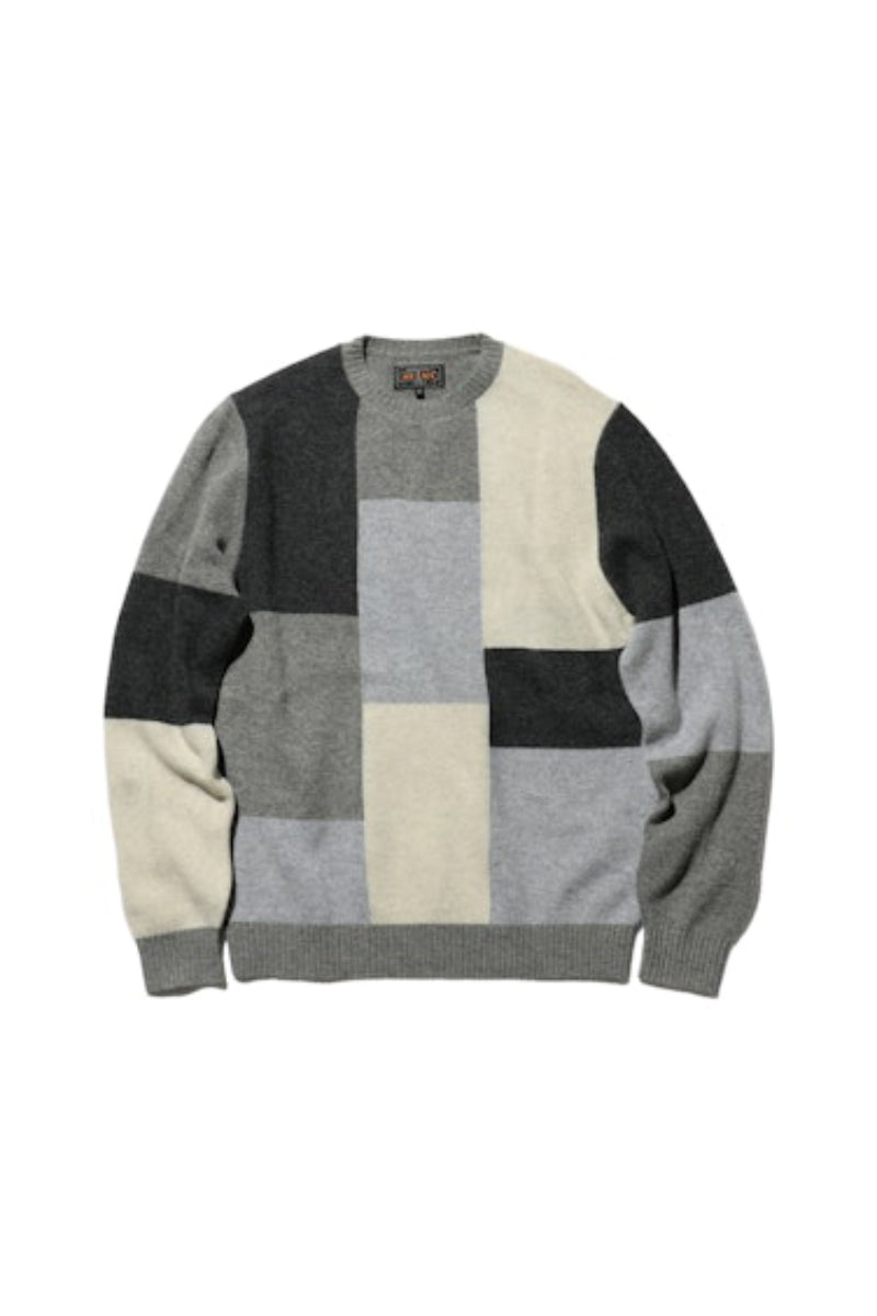 Crew Intarsia Block Pattern - Grey