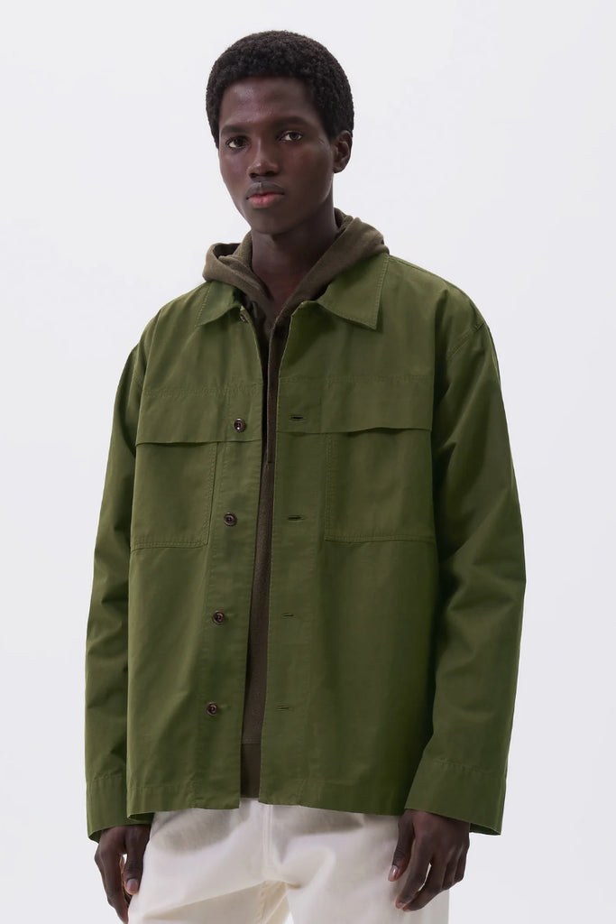 MHL Storm Flap Shirt Brushed Cotton Twill - Seaweed