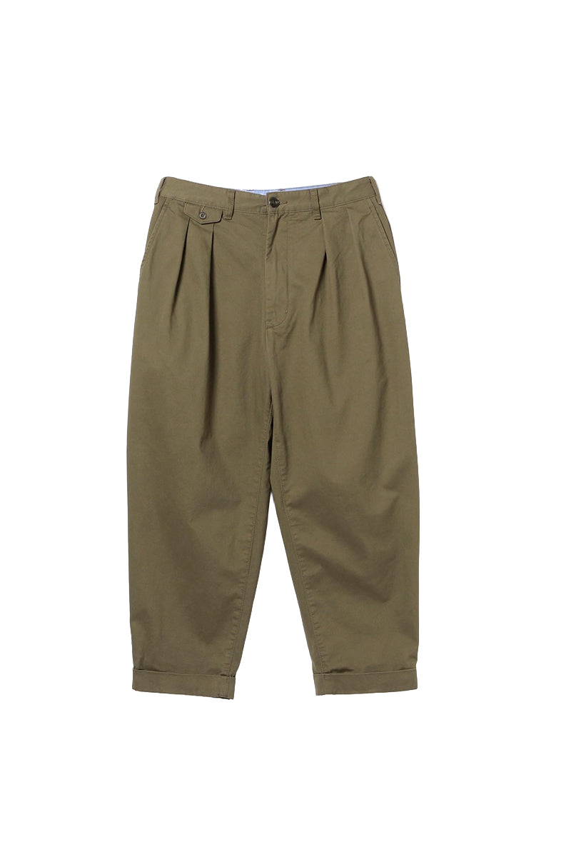 2 Pleated Pant Tapered Twill - Olive