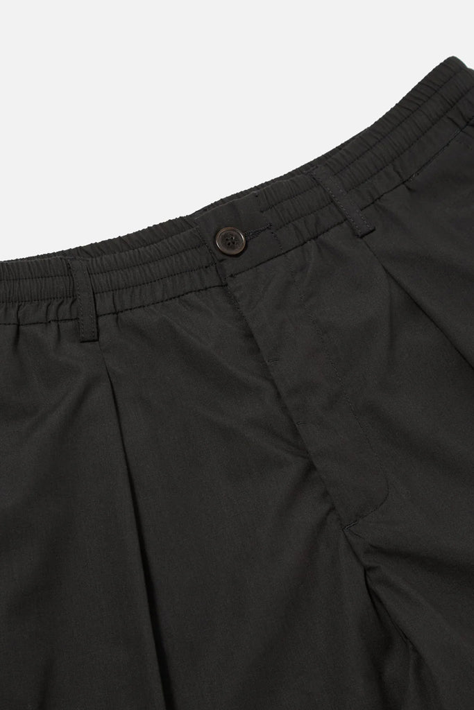 Pleated Track Short - Black Poly Tech