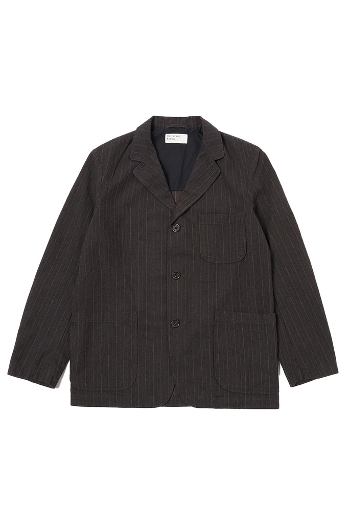 Three Button Jacket - Brown Italian Pinstripe