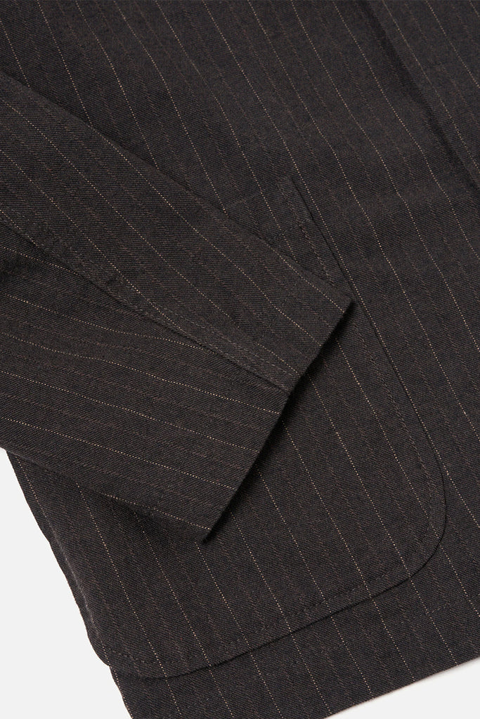 Three Button Jacket - Brown Italian Pinstripe