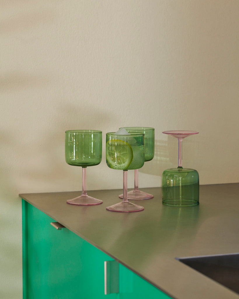 Tint Wine Glass Set of 2 - Green and Pink