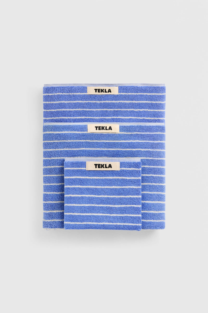 Tekla Terry Towel - Clear Blue Stripe