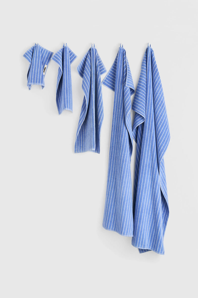 Tekla Terry Towel - Clear Blue Stripe