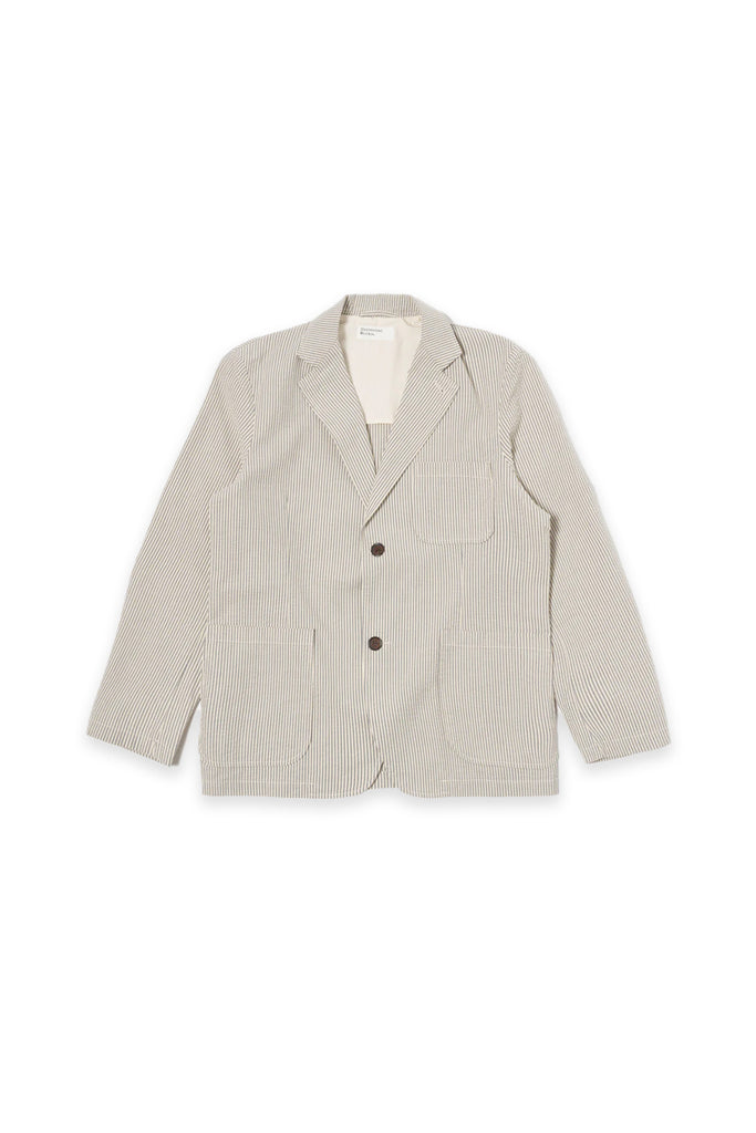 Two Button Jacket - Grey Derby Stripe