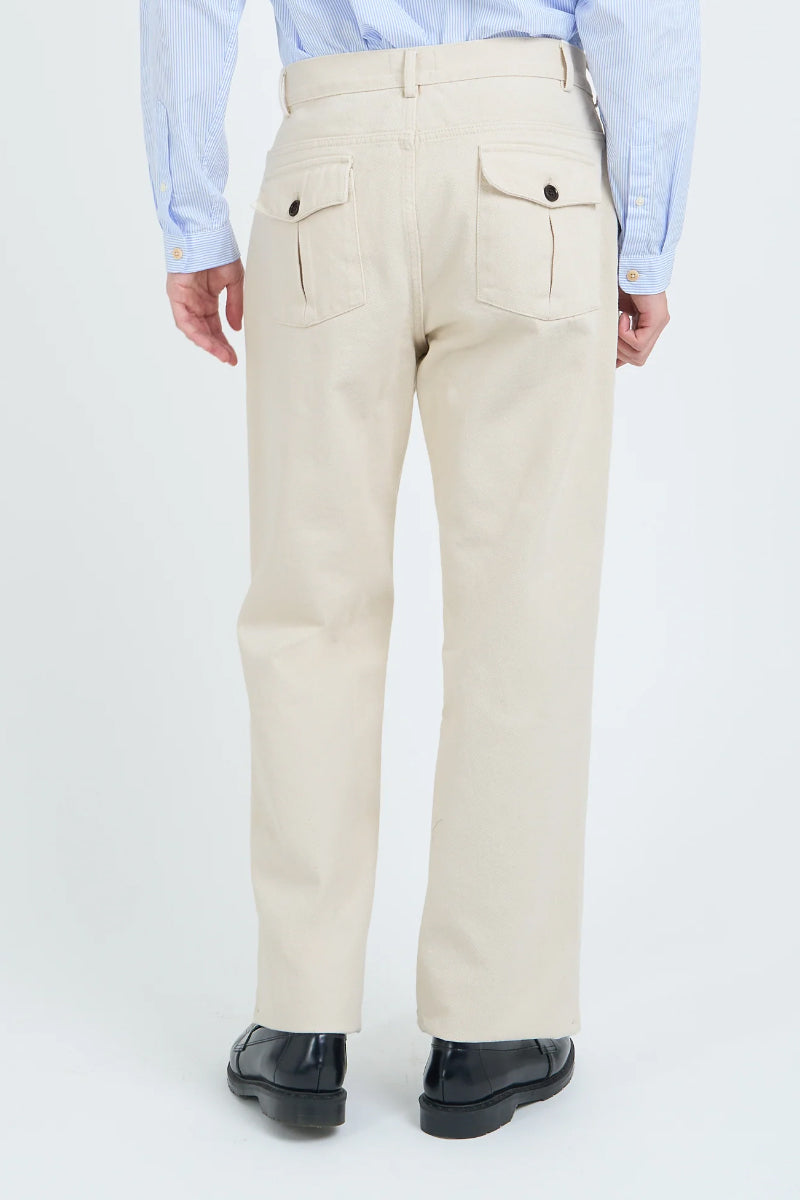 Utility Twill Straight Leg Trouser - Ecru