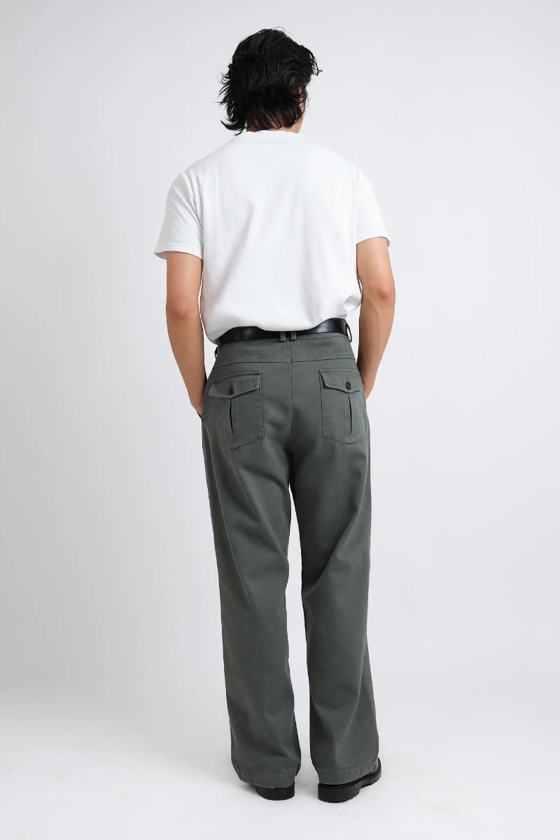 Utility Twill Straight Leg Trouser - Hester Green