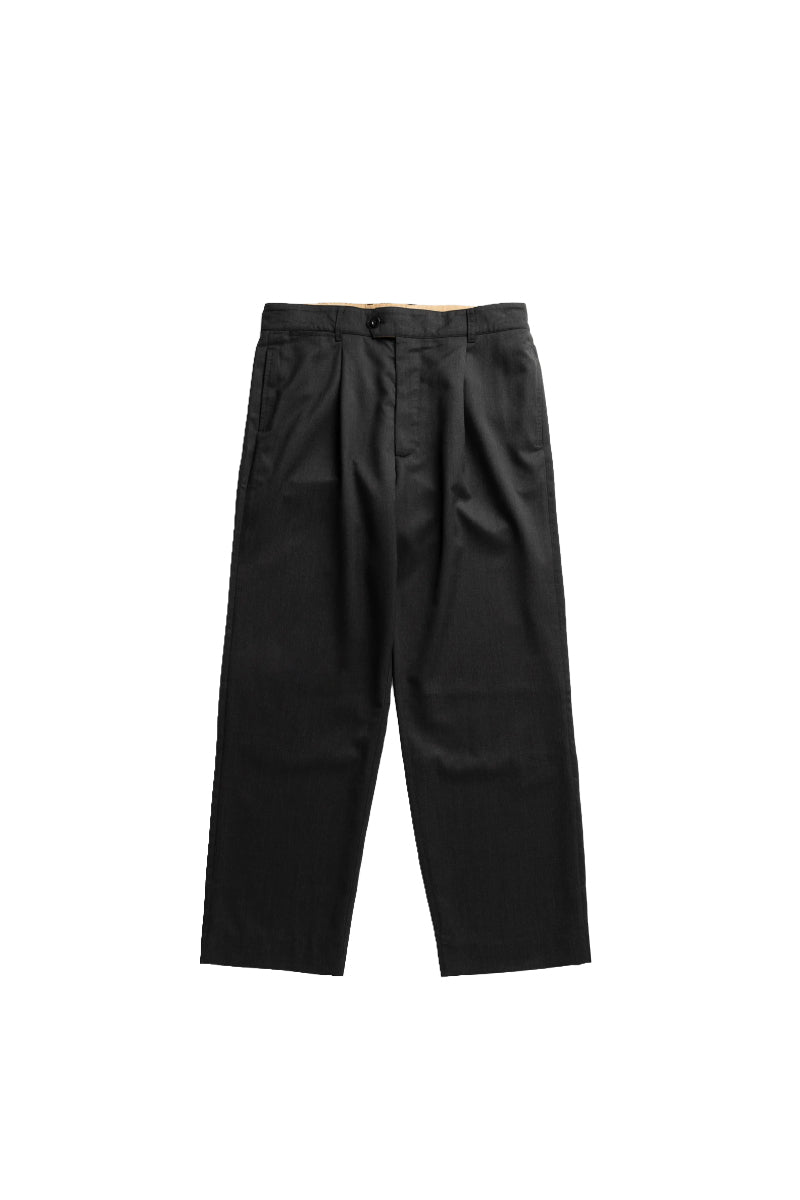Volda Easy Worsted Wool Pleated Trouser - Charcoal Grey