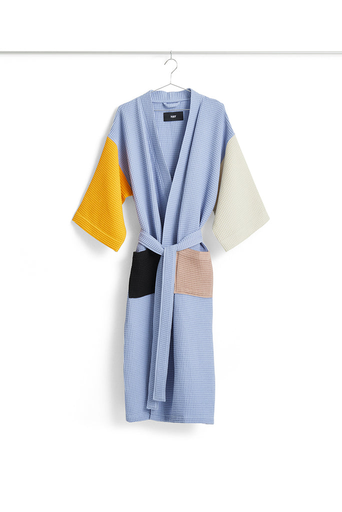 Waffle Bathrobe - Dusty Blue Multi