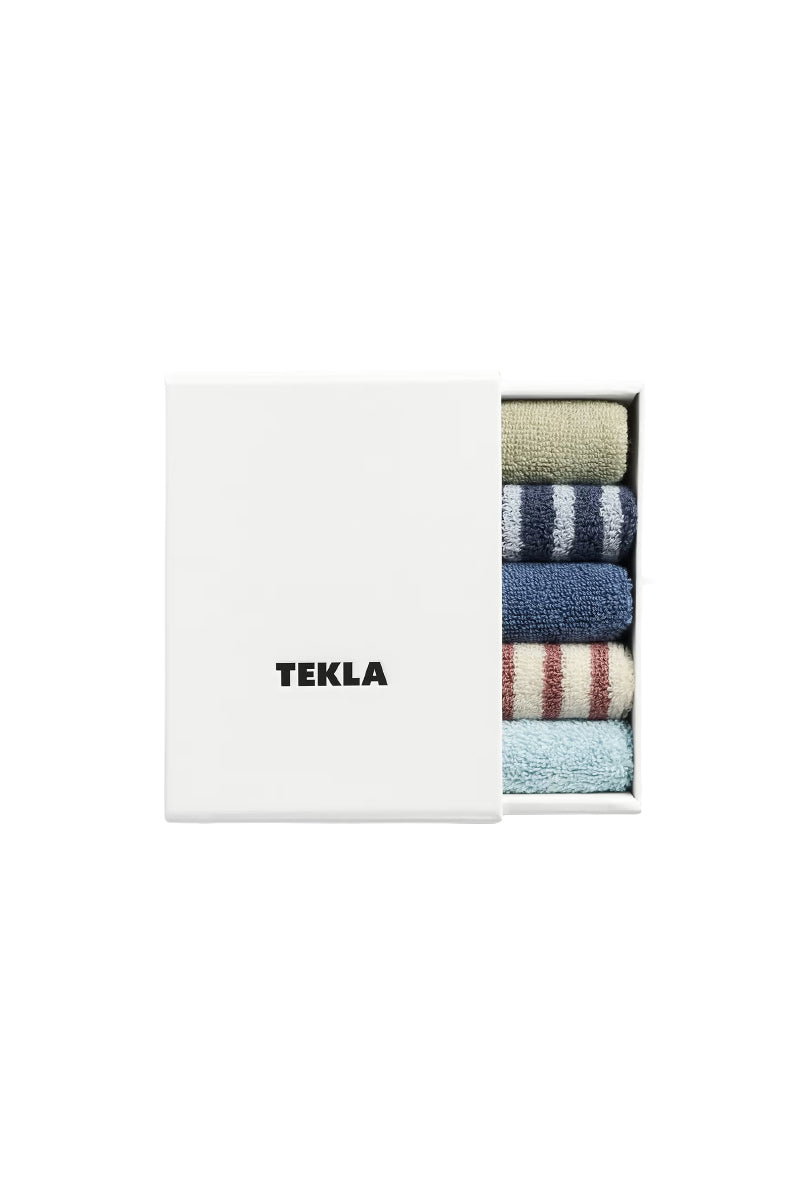 Tekla Washcloth Set of 5 - River & Blue Multicolour