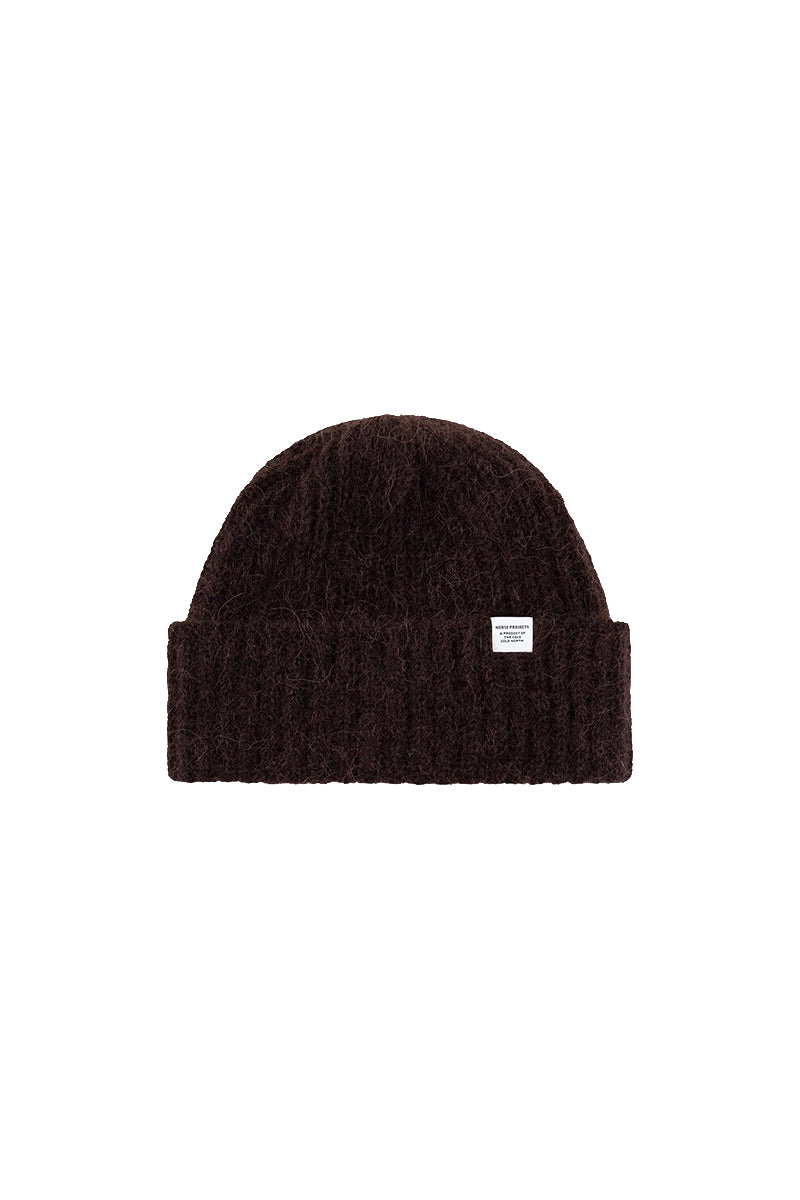 Alpaca Wool Chunky Rib Beanie - Delicioso Brown