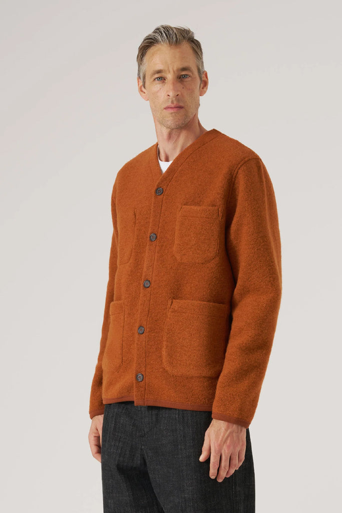 Wool Fleece Cardigan - Rust