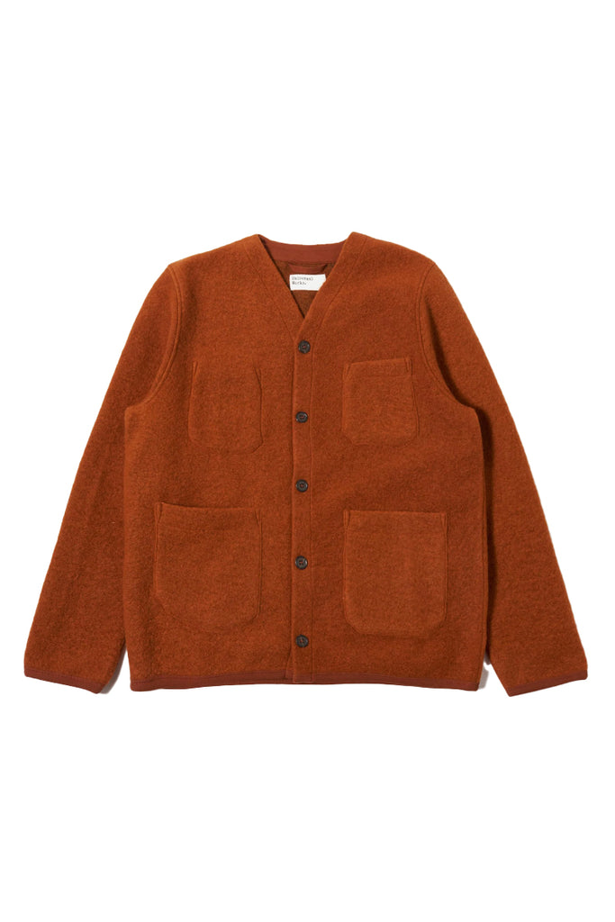 Wool Fleece Cardigan - Rust
