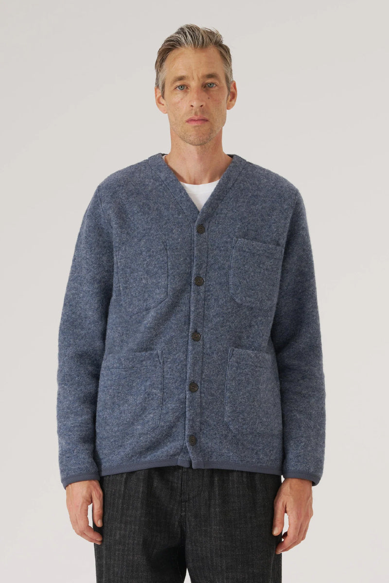 Wool Fleece Cardigan - Slate Blue