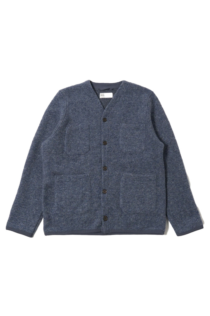 Wool Fleece Cardigan - Slate Blue