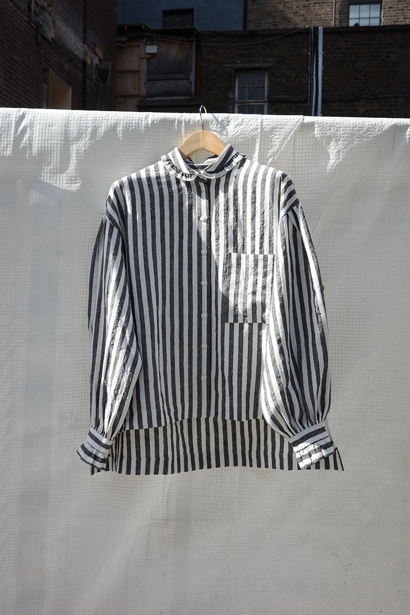 Oversize Maud - Charcoal & Cream Stripe