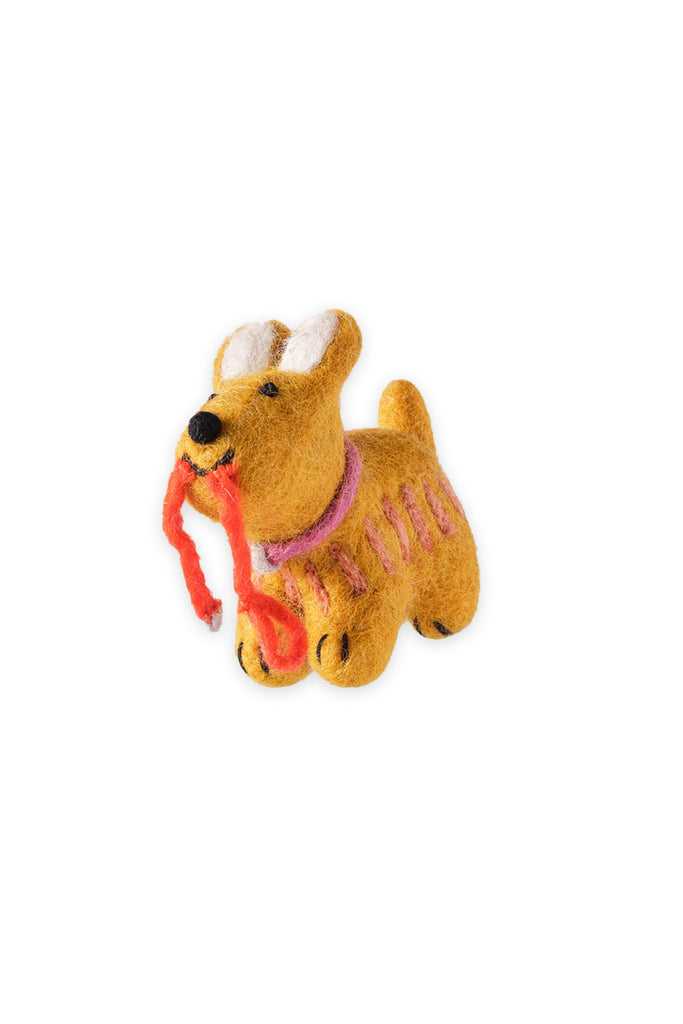 Felted Wool Decoration - Ginger, dog with lead