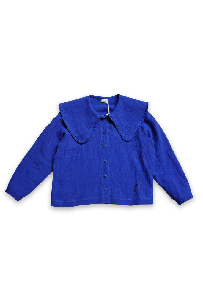 Ella Oversized Collar Top - Cobalt Blue