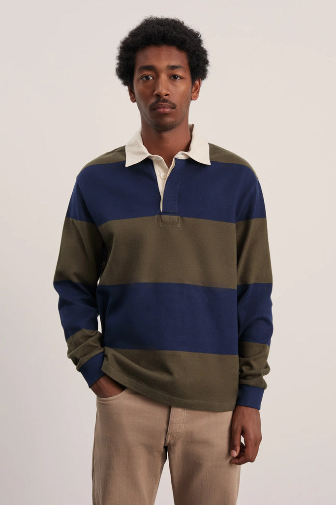 Another Rugby Polo 1.0 - Navy Brown Stripe