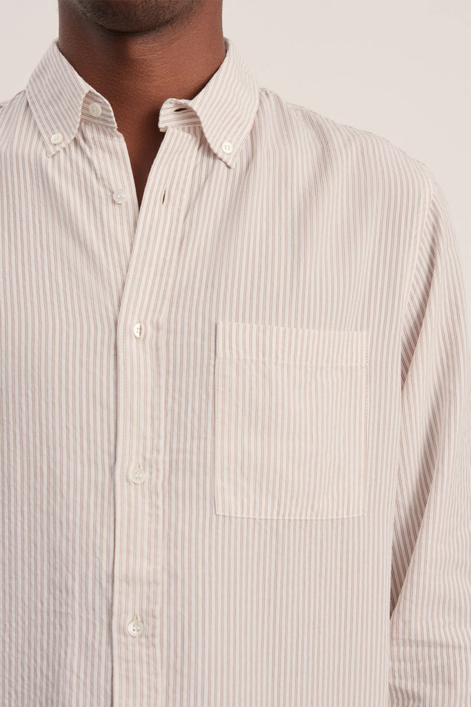 Another Shirt 1.0 - Ecru Brown Stripe